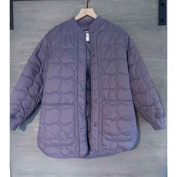 Madewell Quilted Oversized Bomber Jacket‎ Smokey Grape Size XXS purple - Picture 5 of 8